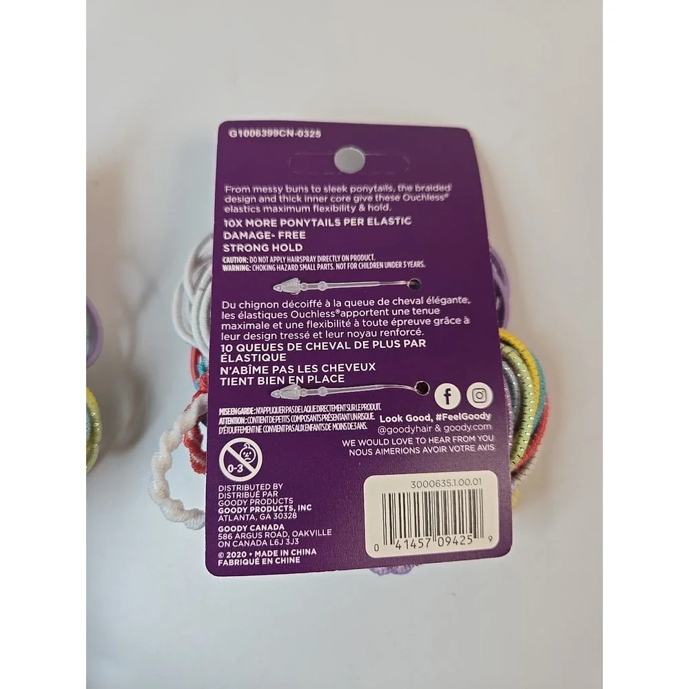 Goody Girls Ouchless Elastic Hair Ties 60 count Original Colors Pastels - 2 Pack